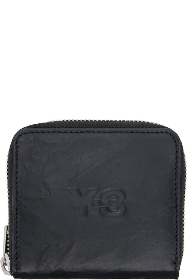 Y-3 — Black Crinkle Leather Wallet