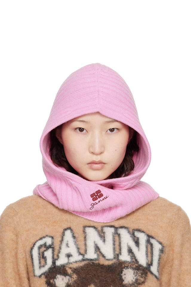 GANNI — Pink Wool Mix Balaclava