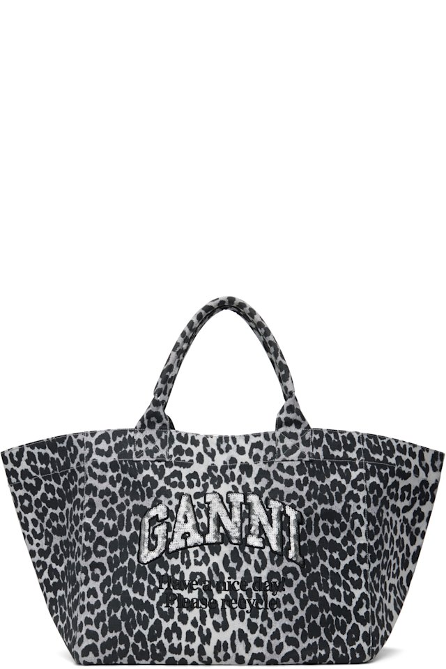GANNI — Gray Leopard Sequin XXL Tote