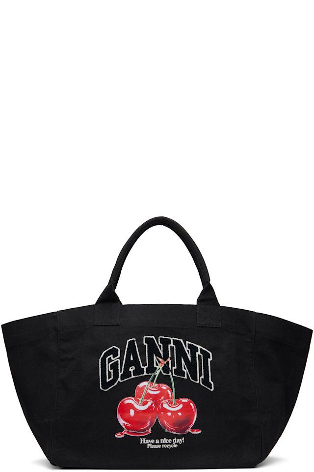 GANNI — Black XXL Cherry Tote