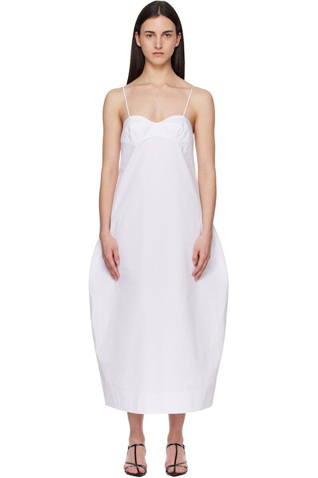 Róhe — White Bustier Volume Midi Dress