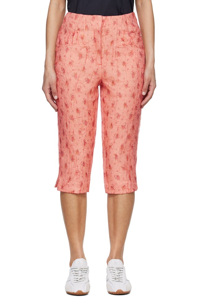 GANNI — Pink Shibori Organza Capri Trousers