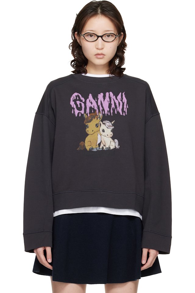 GANNI — Black Isoli Jersey Sweatshirt