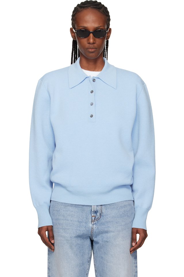 Róhe — Blue Compact Knitted Polo