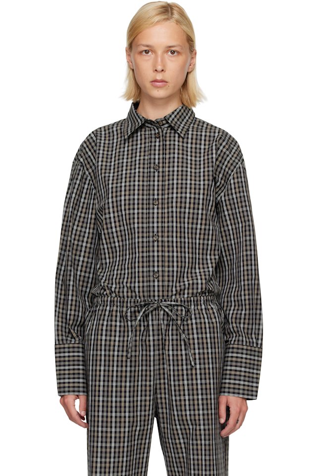 Róhe — Black Checked Shaped Shirt