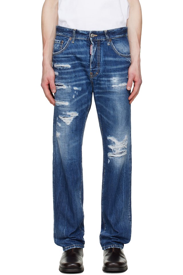 Dsquared2 — Blue Medium Ripped Wash 642 Jeans