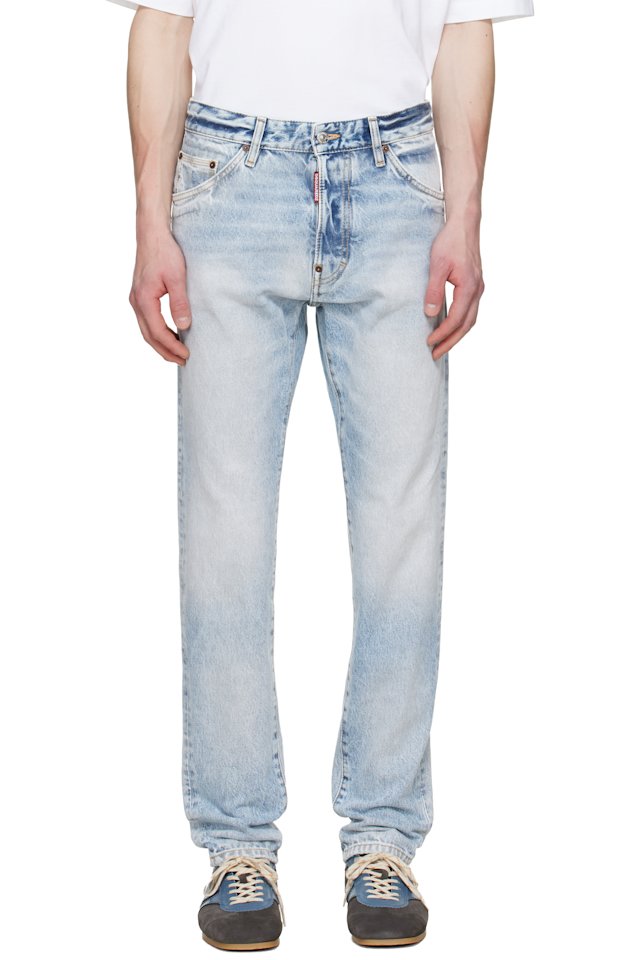 Dsquared2 — Blue Light Diagonale Wash Teddy Jeans