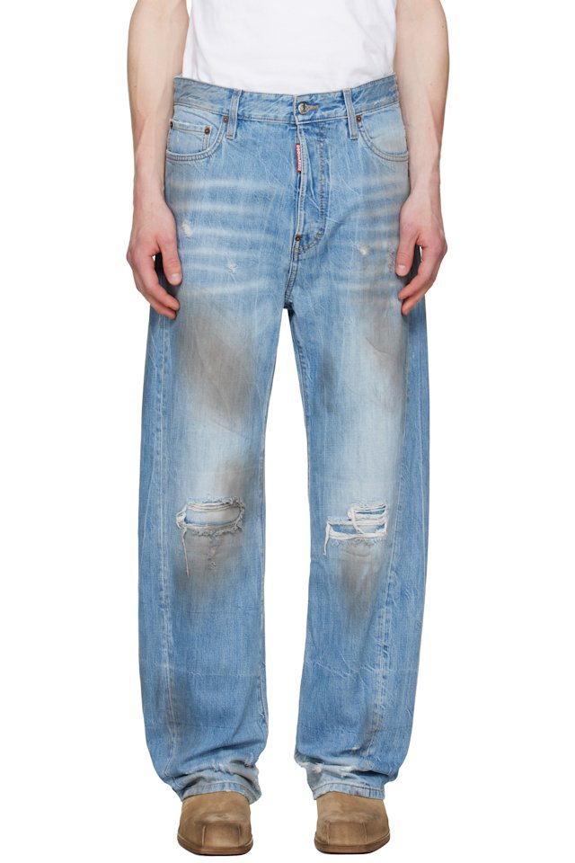Dsquared2 — Blue Light Dirty Wash Loose Twist Jeans