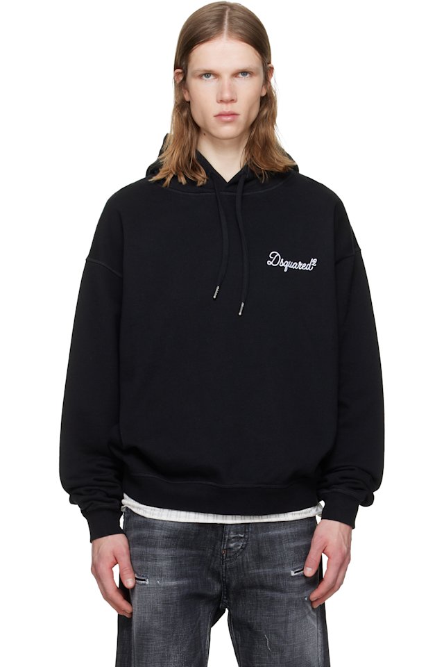 Dsquared2 — Black D2 Signature Relax Fit Hoodie