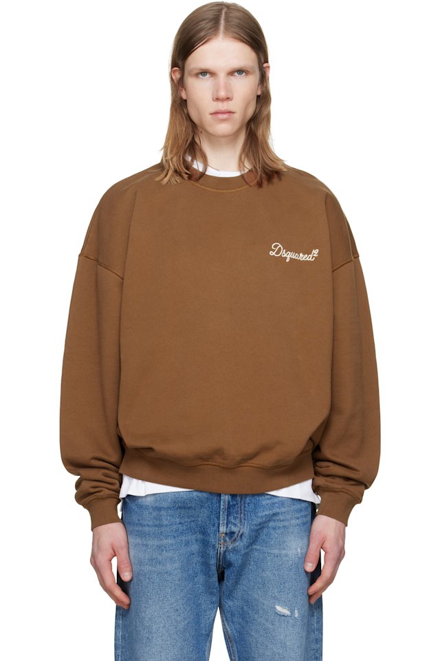 Dsquared2 — Brown D2 Signature Relax Fit Crewneck Sweatshirt
