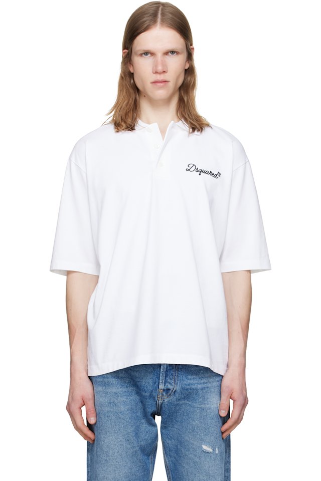 Dsquared2 — White 'Dsquared2 Signature' Tennis Fit Polo