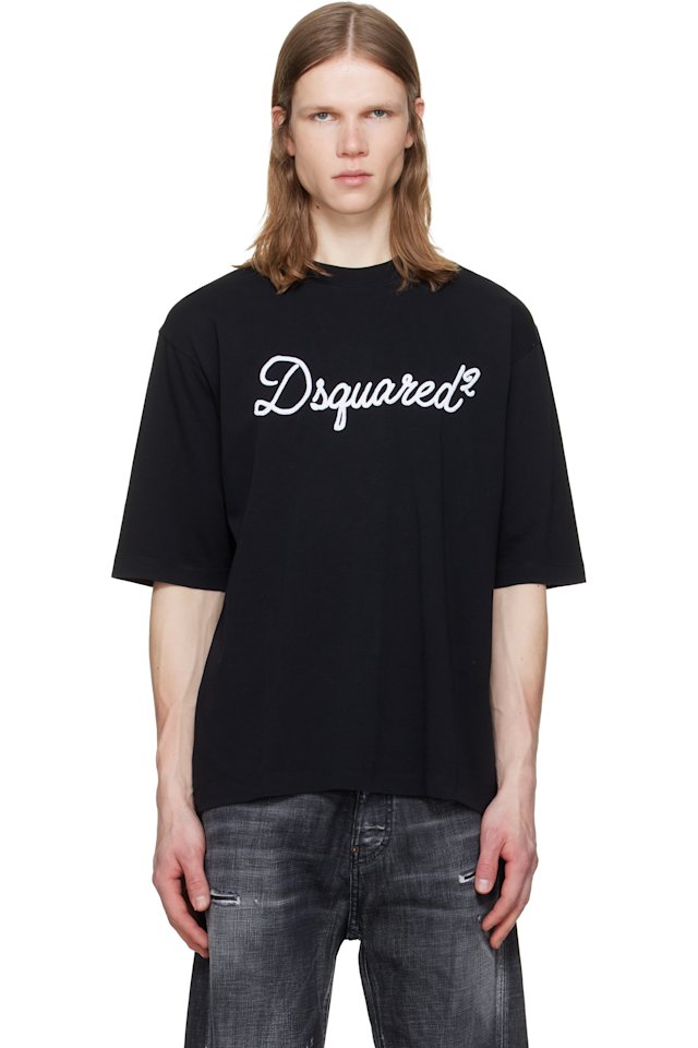 Dsquared2 — Black 'Dsquared2' Embroidered Loose Fit T-shirt