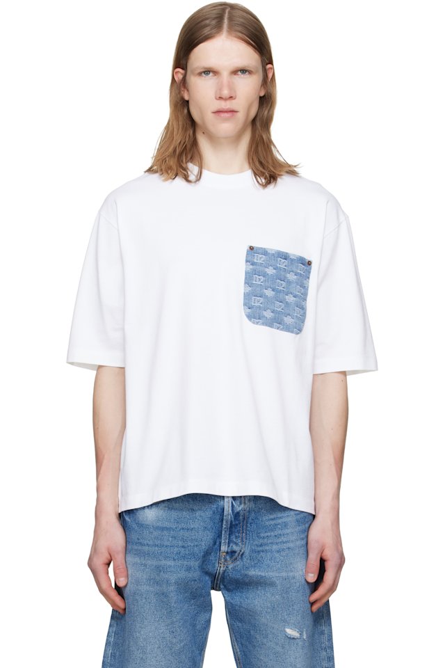 Dsquared2 — White D2 Monogram Loose Fit T-shirt