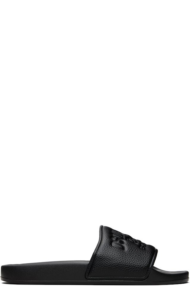 Dsquared2 — Black Embossed-Logo Slides