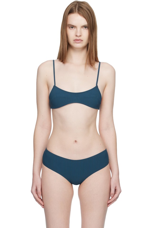 Fruity Booty — Blue Bream Stripe Bikini Top
