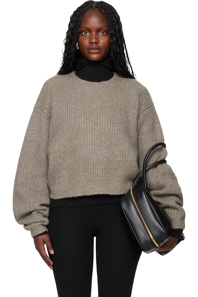 Fear of God ESSENTIALS — Brown Holiday Heavy Waffle 90s Crewneck Sweater