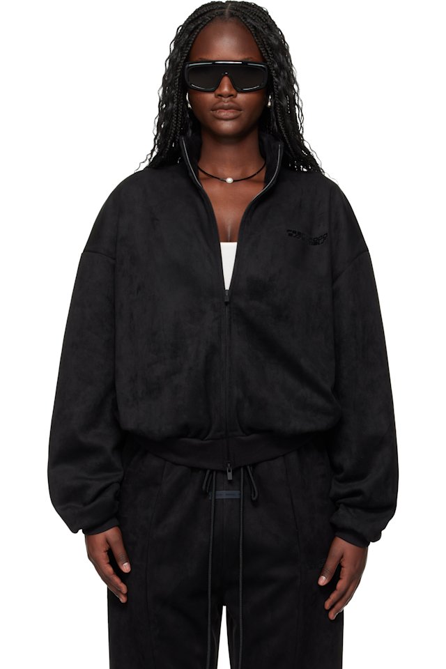 Fear of God ESSENTIALS — Black Holiday Faux-Suede Fleece Vintage Track Jacket