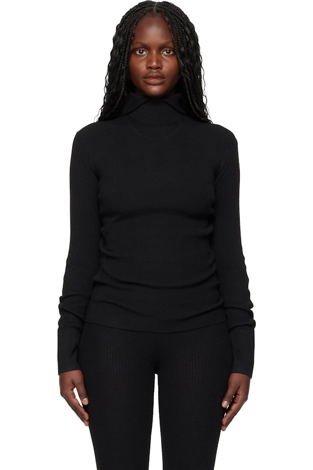 Fear of God ESSENTIALS — Black Holiday Rib Long Sleeve Hoodie