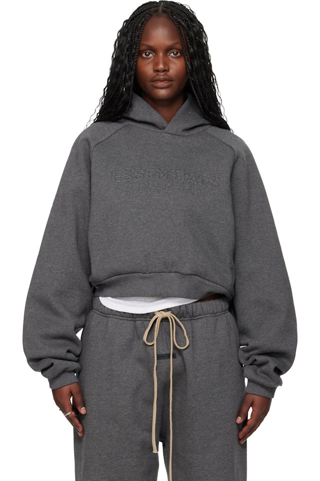 Fear of God ESSENTIALS — Gray Holiday Embossed 90s Raglan Hoodie