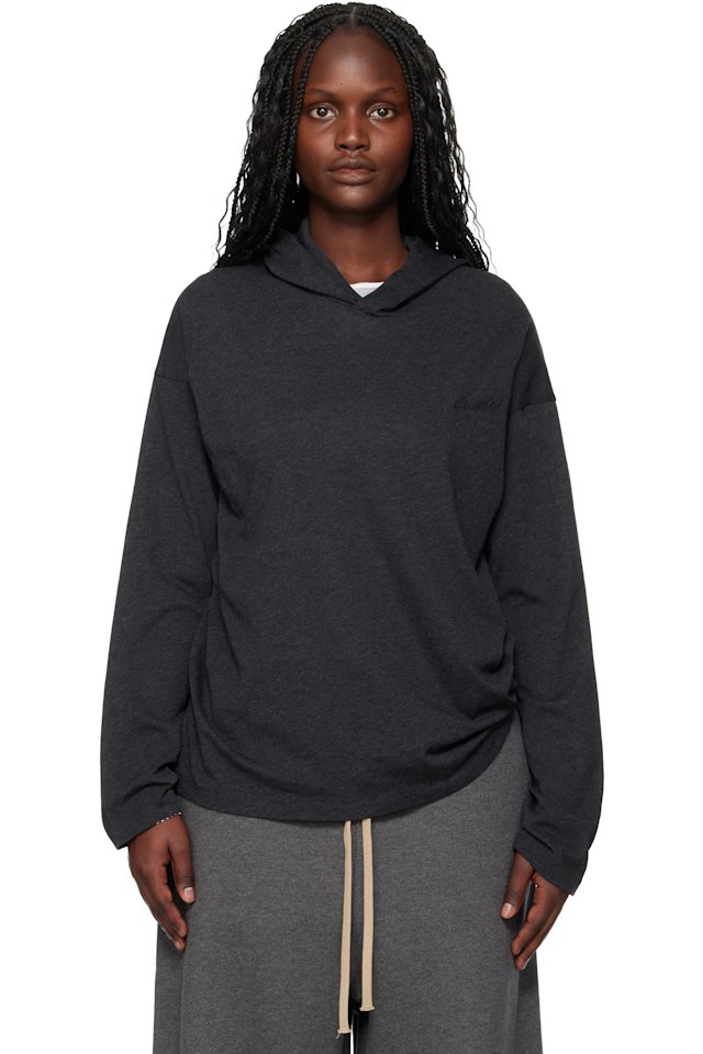 Fear of God ESSENTIALS — Gray Holiday Embroidered Classic Fit Long Sleeve Hoodie
