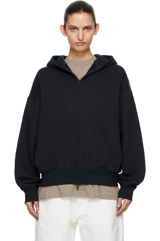 Fear of God ESSENTIALS — Black Classic Zip-Up Hoodie