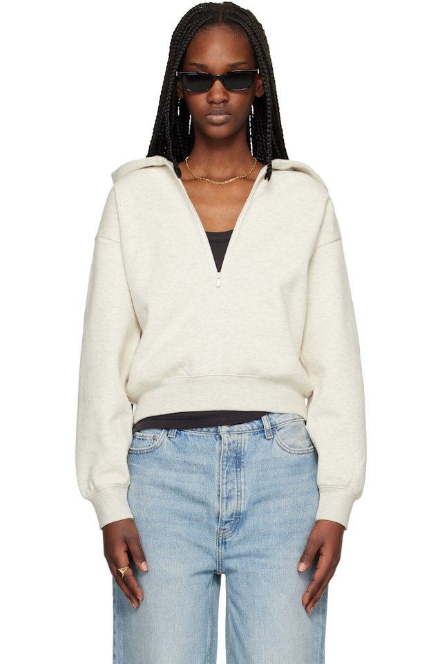 Fear of God ESSENTIALS — Gray Signature Classic Half Zip Hoodie