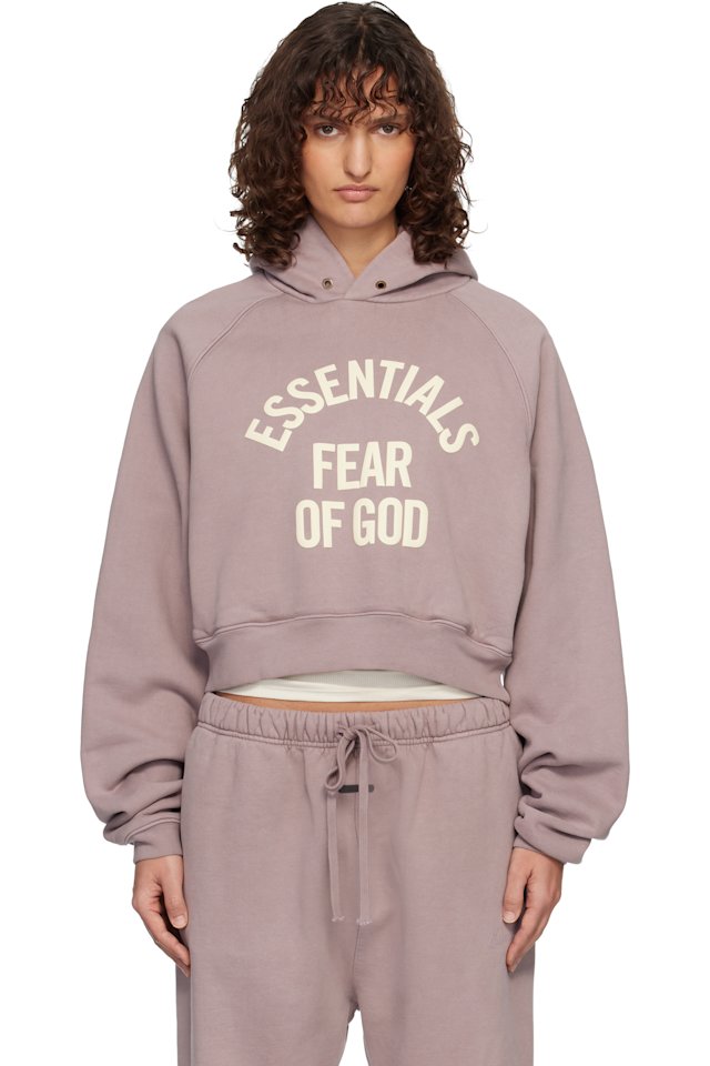 Fear of God ESSENTIALS — Purple Campus 90's Cropped Raglan Hoodie