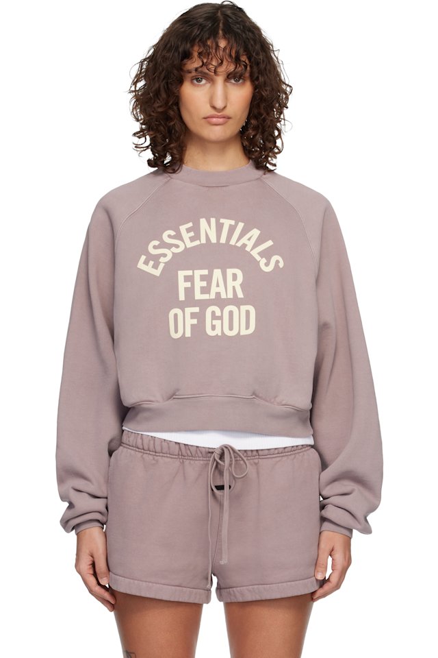 Fear of God ESSENTIALS — Purple Campus 90's Cropped Raglan Sweatshirt