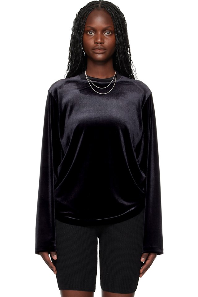 Fear of God ESSENTIALS — Black Holiday Velour Classic Long Sleeve T-shirt