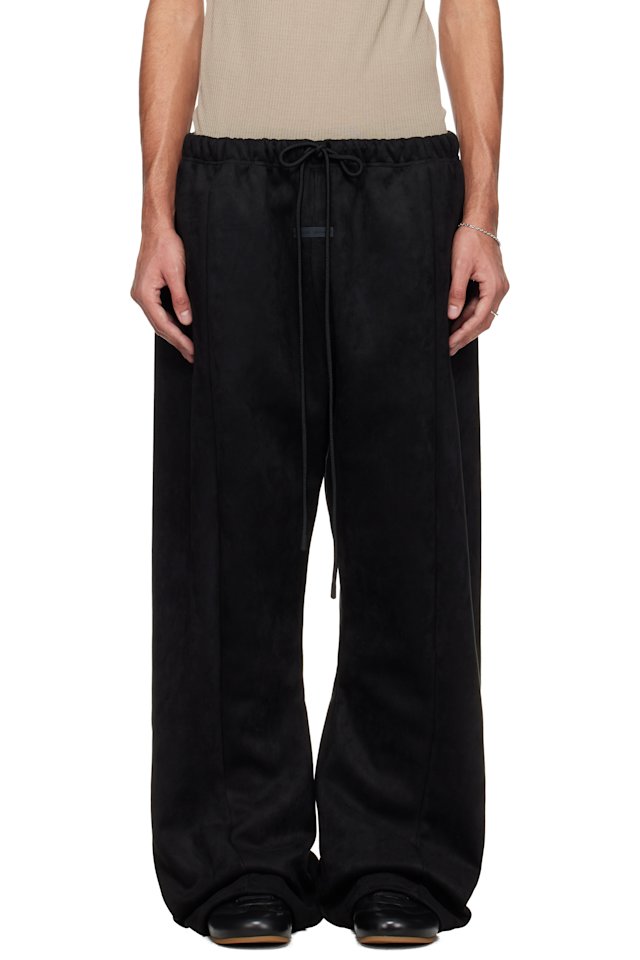 Fear of God ESSENTIALS — Black Holiday Flare Faux-Suede Sweatpants
