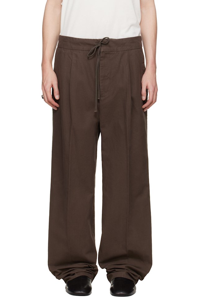 Fear of God ESSENTIALS — Brown Pleat Front Trousers