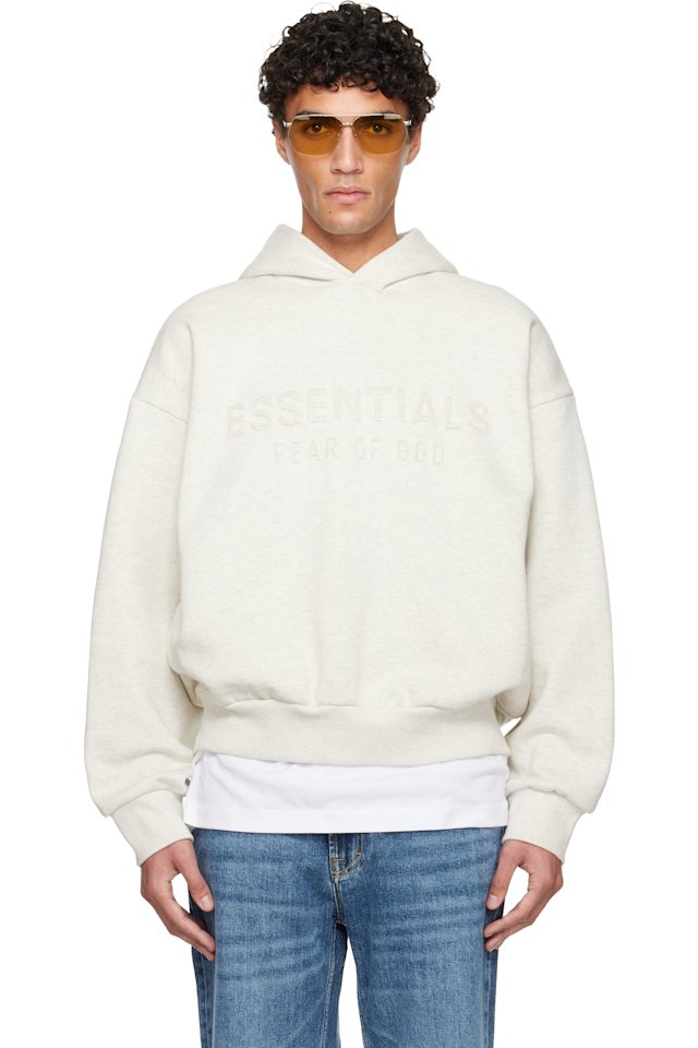 Fear of God ESSENTIALS — Off-White Holiday Embossed 'Essentials' Classic Hoodie