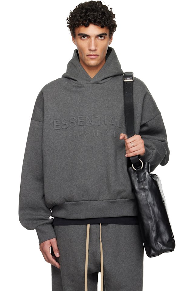 Fear of God ESSENTIALS — Gray Holiday Embossed 'Essentials' Classic Hoodie