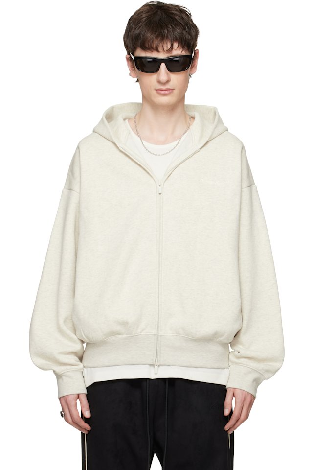 Fear of God ESSENTIALS — Gray Signature Classic Full Zip Hoodie