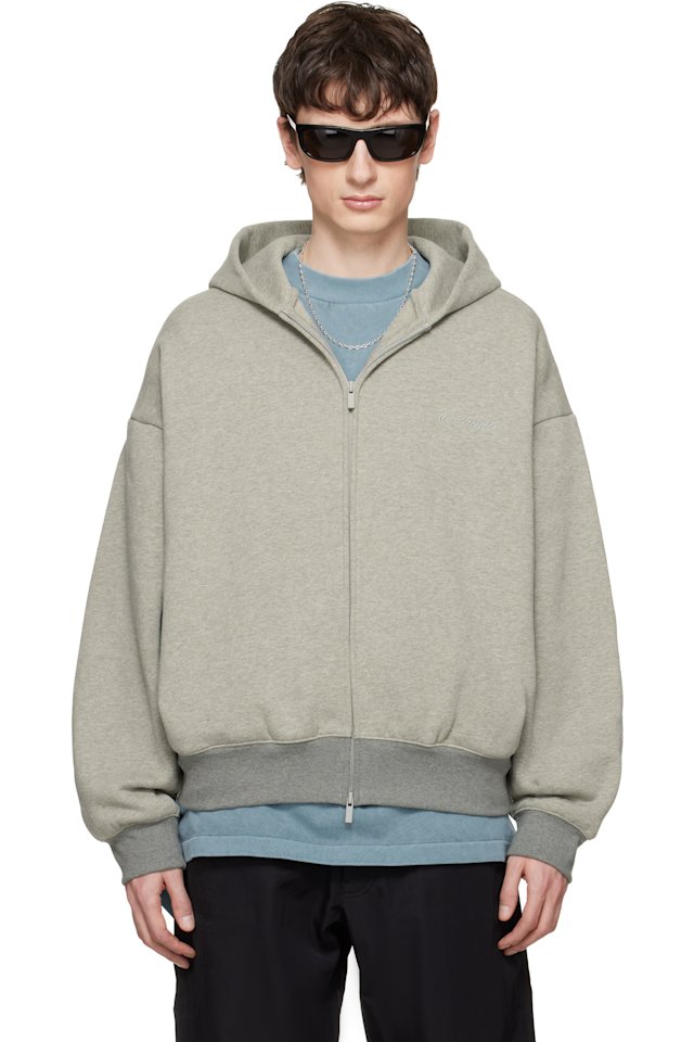 Fear of God ESSENTIALS — Gray Signature Classic Full Zip Hoodie