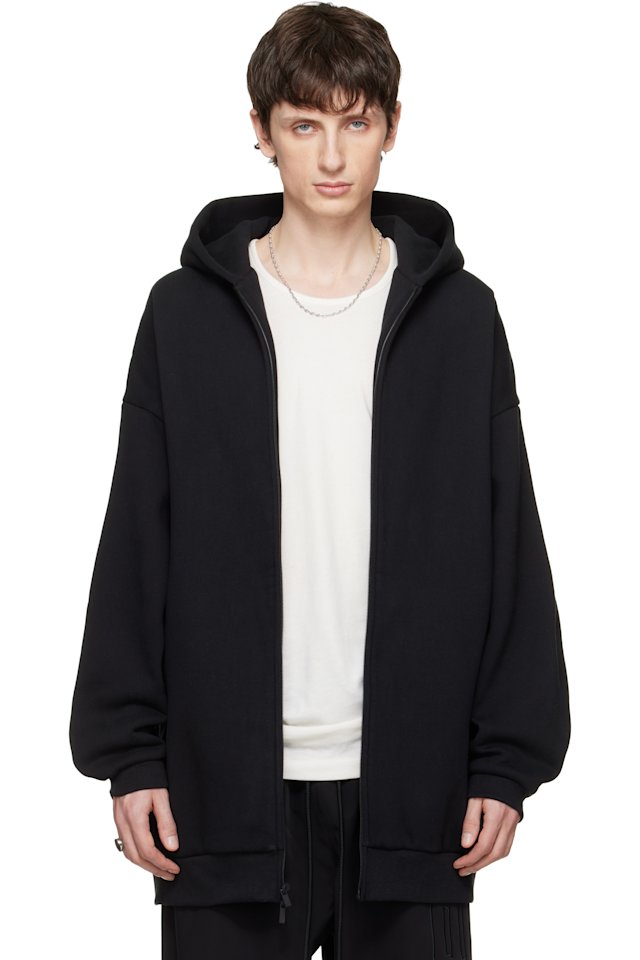 Fear of God ESSENTIALS — Black 'Property' Lounge Long Zip Hoodie