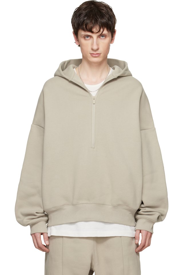 Fear of God ESSENTIALS — Gray 'Property' Lounge Half Zip Hoodie