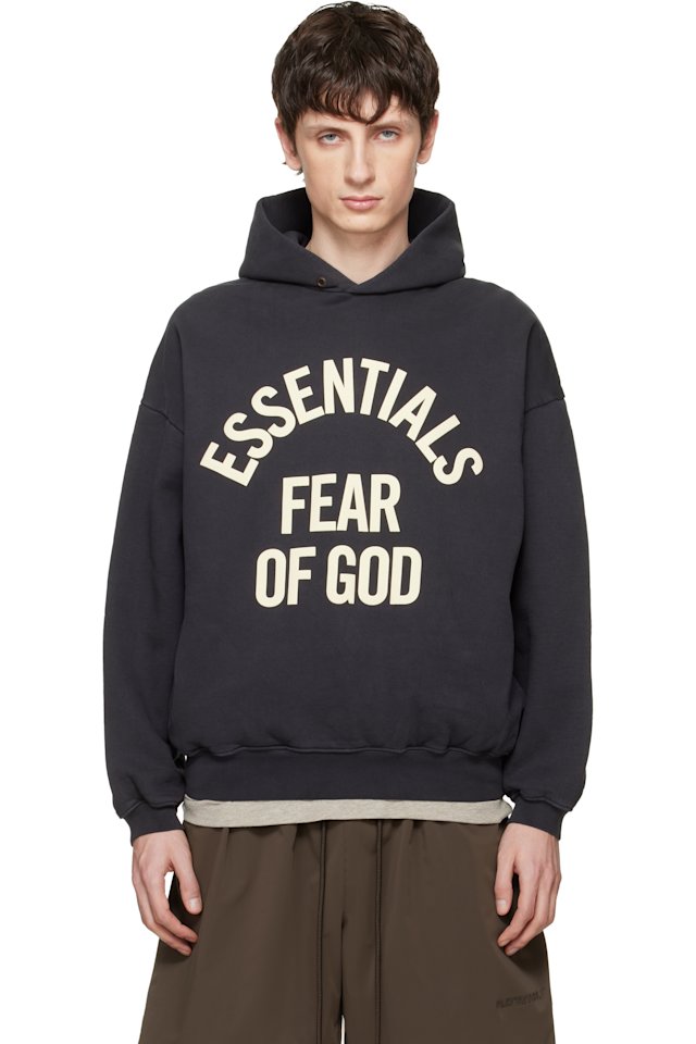 Fear of God ESSENTIALS — Black Campus 90s Hoodie