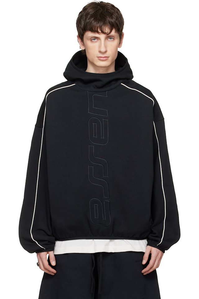 Fear of God ESSENTIALS — Black Active Trace Modern Fleece Hoodie