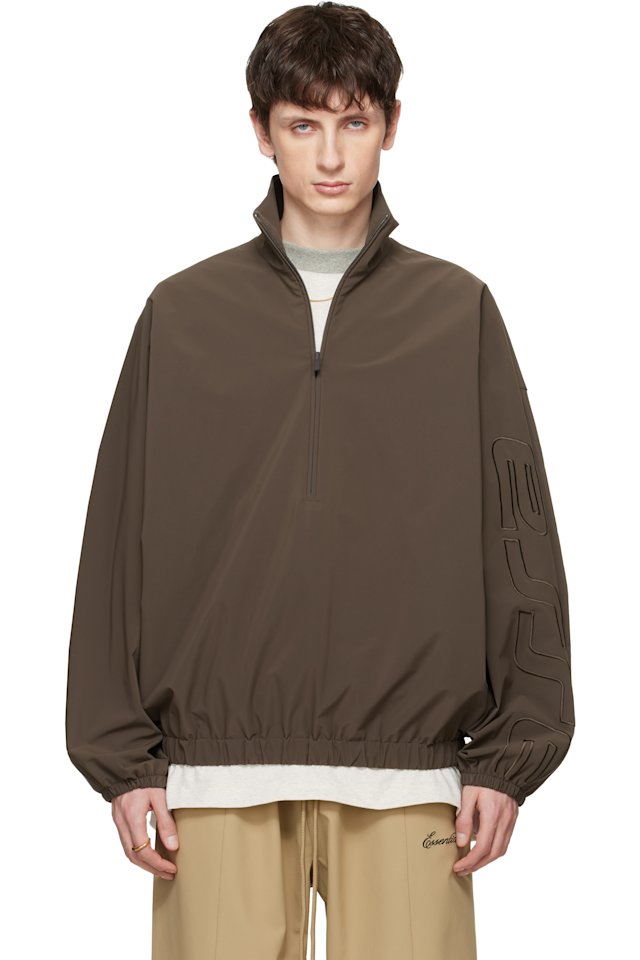 Fear of God ESSENTIALS — Brown Active Trace Half Zip Track Jacket