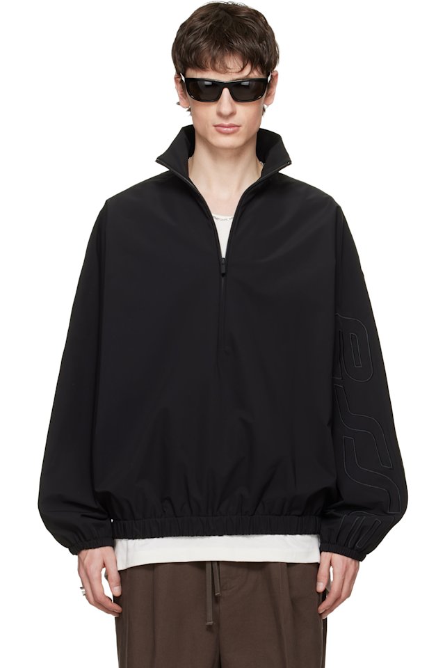 Fear of God ESSENTIALS — Black Active Trace Half Zip Track Jacket