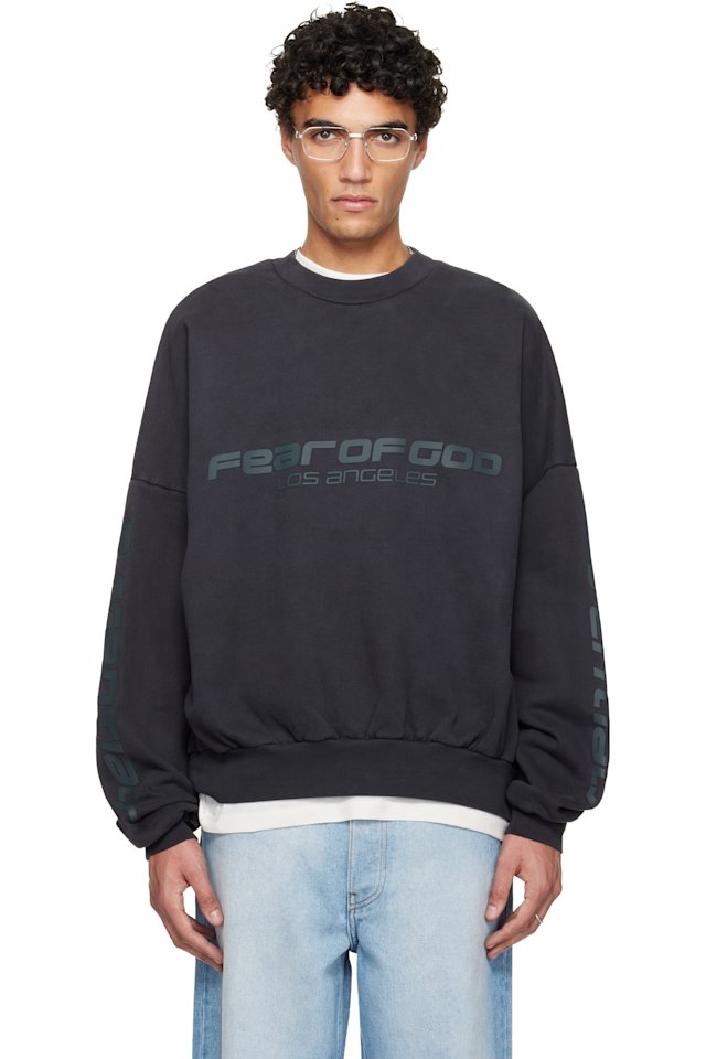 Fear of God ESSENTIALS — Black Holiday 'Los Angeles' Heavy Fleece Cropped Sweatshirt