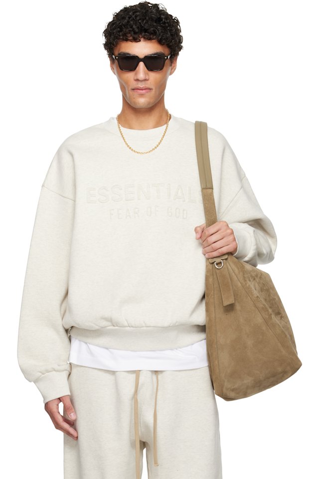 Fear of God ESSENTIALS — Gray Holiday Embossed Classic Crewneck Sweatshirt