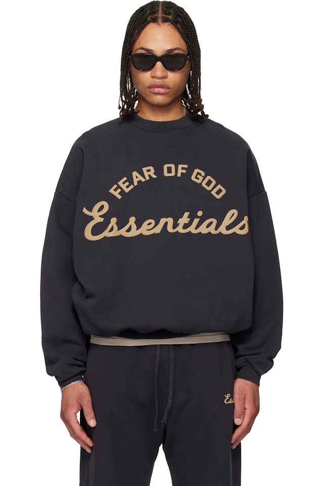 Fear of God ESSENTIALS — Black Training 90s Crewneck Sweatshirt