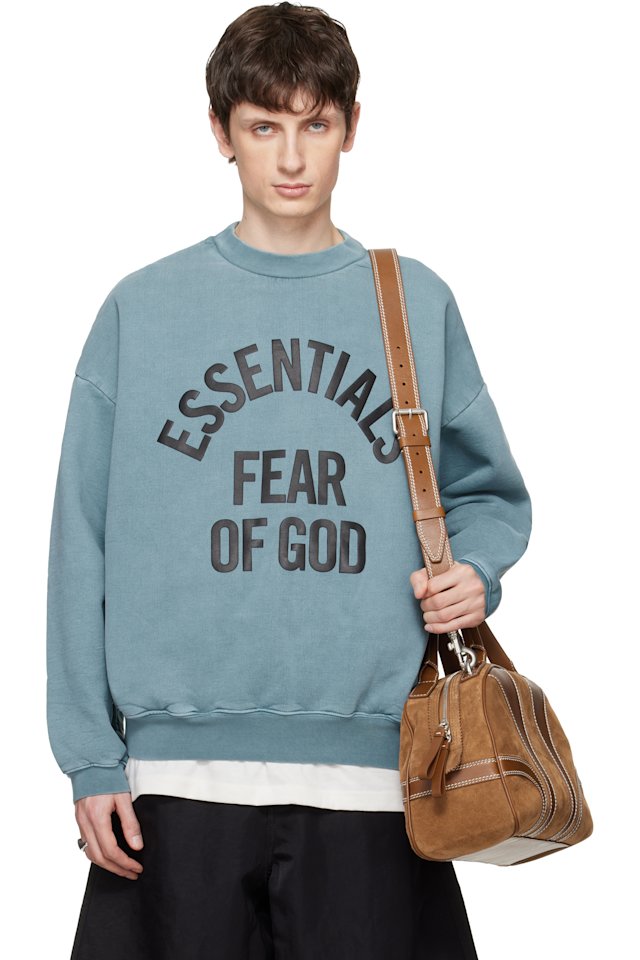 Fear of God ESSENTIALS — Blue Campus 90s Crewneck Sweatshirt