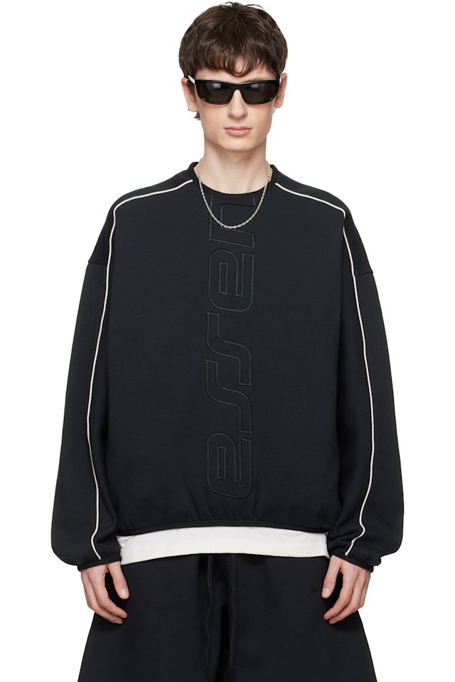 Fear of God ESSENTIALS — Black Active Trace Modern Crewneck Sweatshirt