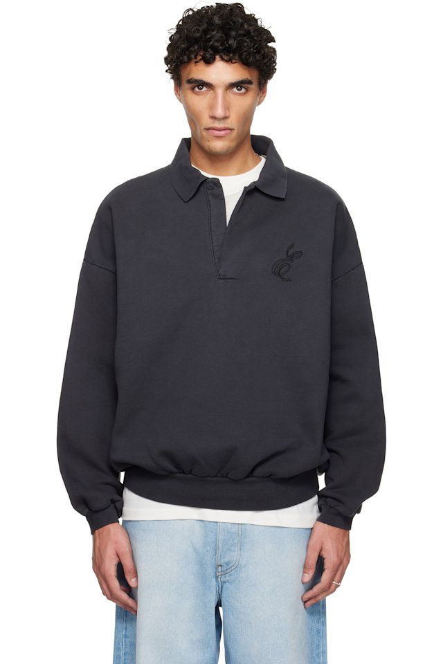 Fear of God ESSENTIALS — Black Holiday Embroidered Classic Polo