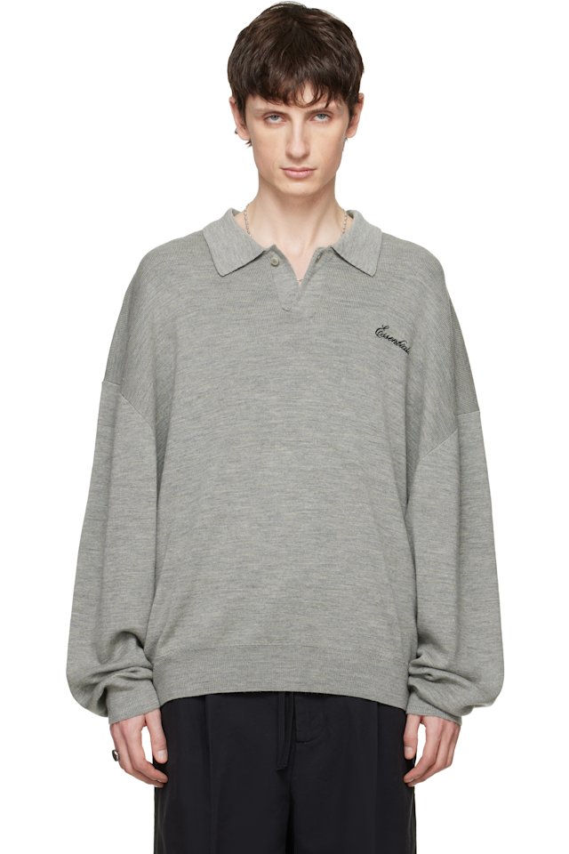 Fear of God ESSENTIALS — Gray Signature 90s Knit Polo