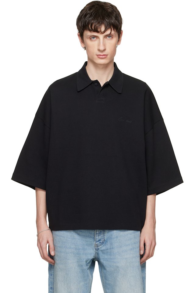 Fear of God ESSENTIALS — Black Signature 90s Cropped Polo