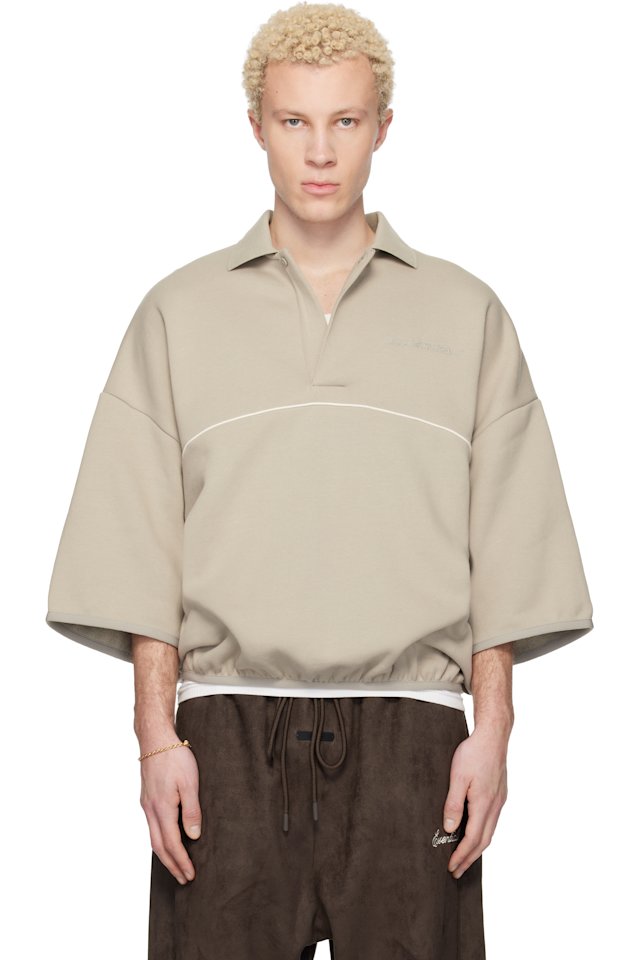 Fear of God ESSENTIALS — Taupe Active Trace 3/4 Sleeve Modern Polo